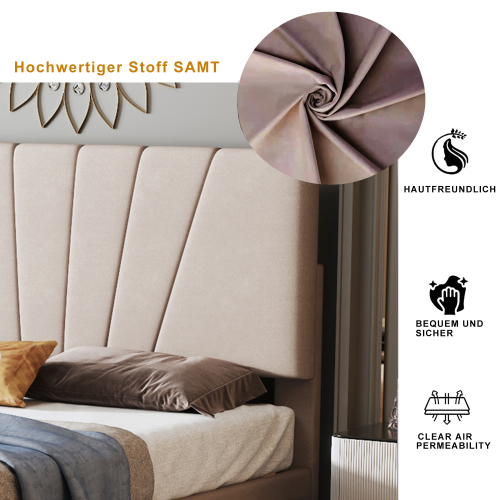 Hautfreundliches Doppelbett aus Samtstoff-OKWISH