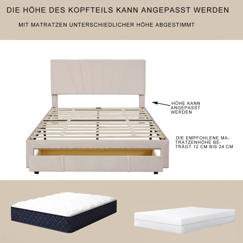 Hautfreundliches Doppelbett aus Samtstoff-OKWISH