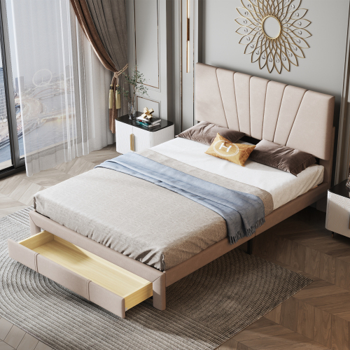 Hautfreundliches Doppelbett aus Samtstoff-OKWISH
