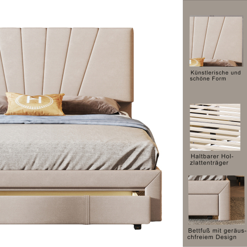 Hautfreundliches Doppelbett aus Samtstoff-OKWISH