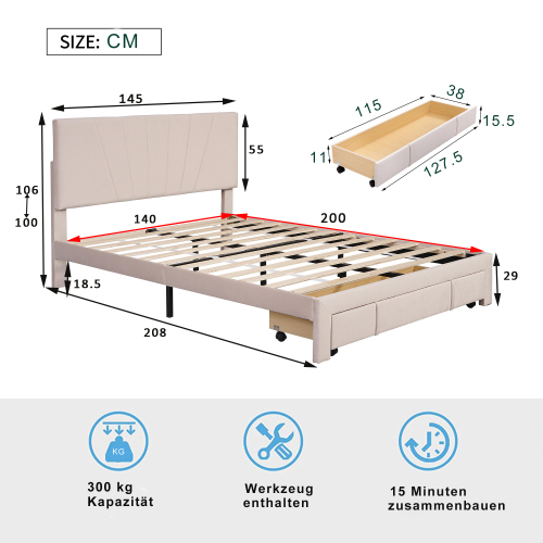 Hautfreundliches Doppelbett aus Samtstoff-OKWISH