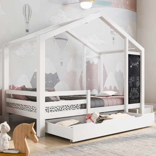 Kinder-Hausbett aus Massivholz-OKWISH