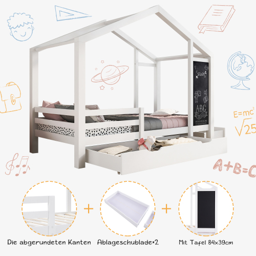 Kinder-Hausbett aus Massivholz-OKWISH