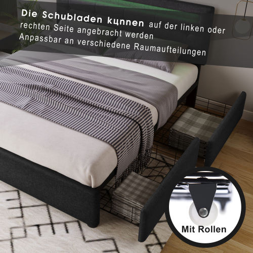 Polsterbett mit Holzlattenrahmen-OKWISH