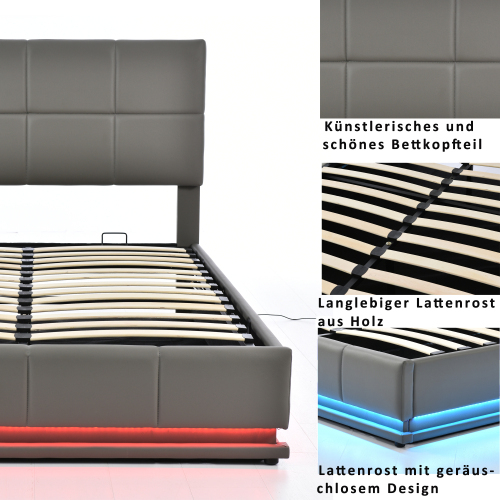 Metalllattenrost und Bettkasten-Polsterbett-OKWISH