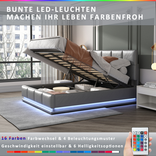 Metalllattenrost und Bettkasten-Polsterbett-OKWISH