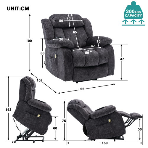 Beheizter und vibrierender elektrischer Massage-Polstersessel-OKWISH