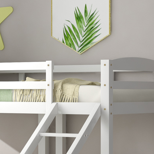 Dreierbett, Dreifaches Etagenbett mit Seitenleiter für Kinder und Jugendliche, 90x200cm