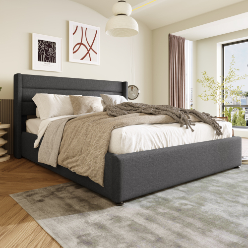 Hydraulisches Doppelbett aus Holzlatten-OKWISH
