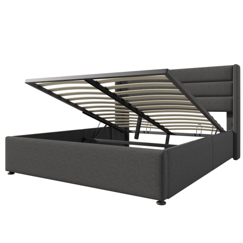 Hydraulisches Doppelbett aus Holzlatten-OKWISH