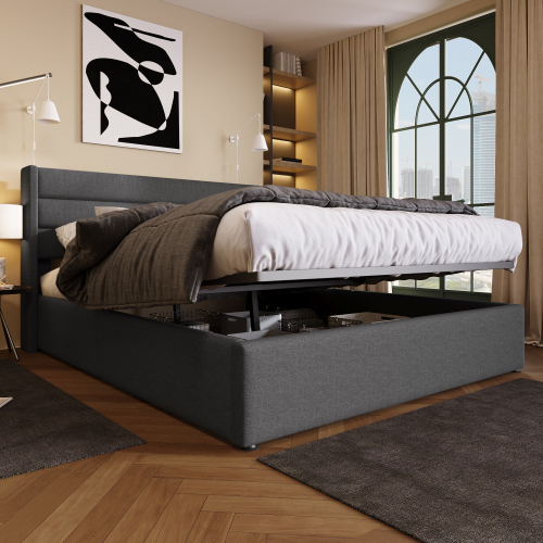 Hydraulisches Doppelbett aus Holzlatten-OKWISH