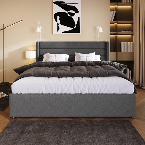 Hydraulisches Doppelbett aus Holzlatten-OKWISH