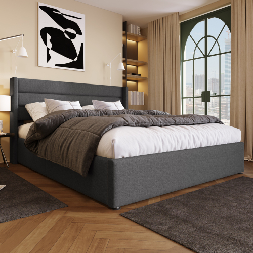 Hydraulisches Doppelbett aus Holzlatten-OKWISH