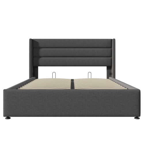 Hydraulisches Doppelbett aus Holzlatten-OKWISH