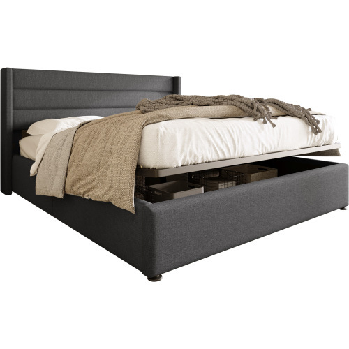 Hydraulisches Doppelbett aus Holzlatten-OKWISH