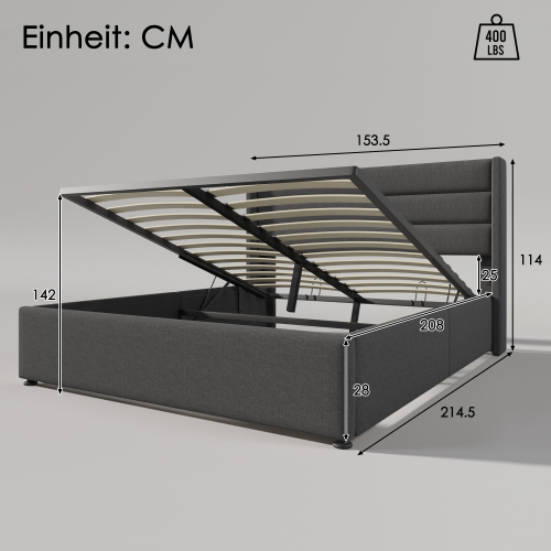 Hydraulisches Doppelbett aus Holzlatten-OKWISH