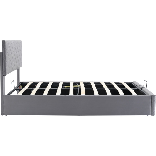 Polsterbett,Hydraulisches Funktionsbett mit Lattenrost und Stauraum,140*200, Einfach und elegant