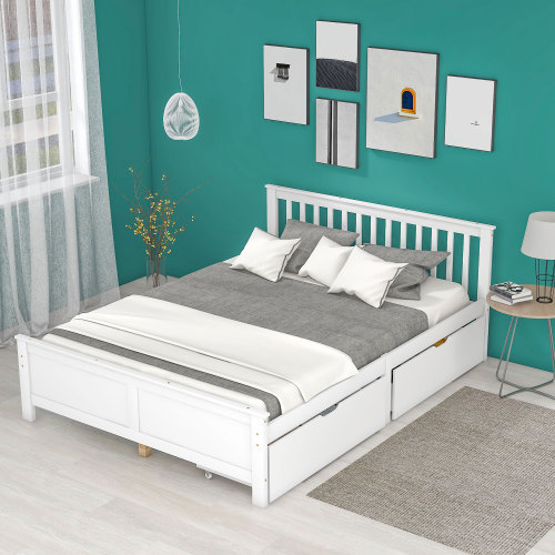 Doppelbett mit Rahmen aus Kiefernholz-OKWISH