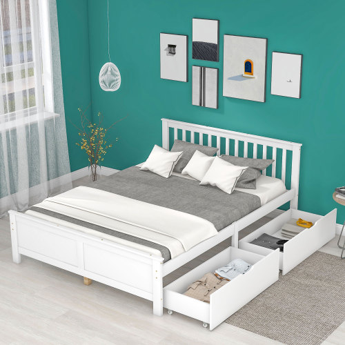 Doppelbett mit Rahmen aus Kiefernholz-OKWISH