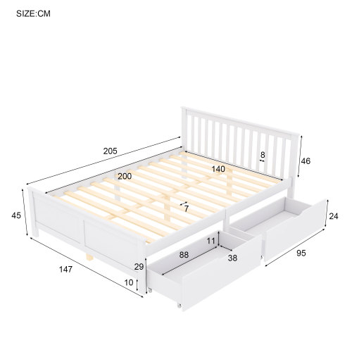Doppelbett mit Rahmen aus Kiefernholz-OKWISH