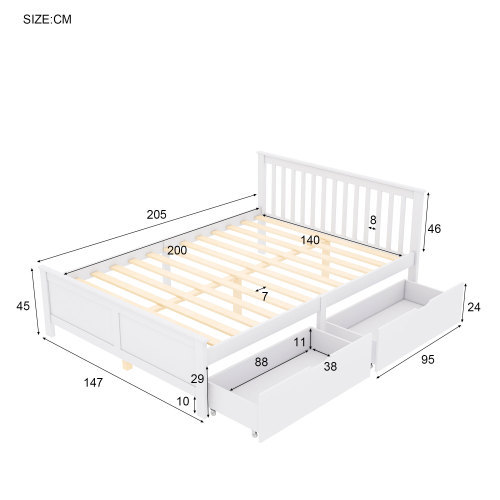 Doppelbett mit Rahmen aus Kiefernholz-OKWISH