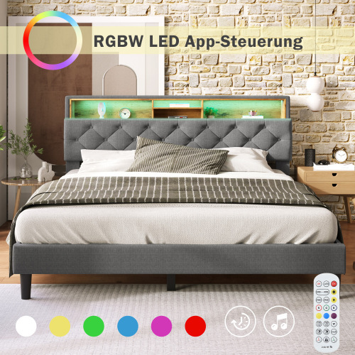 Multifunktionsbett mit Holzlattenrahmen-OKWISH