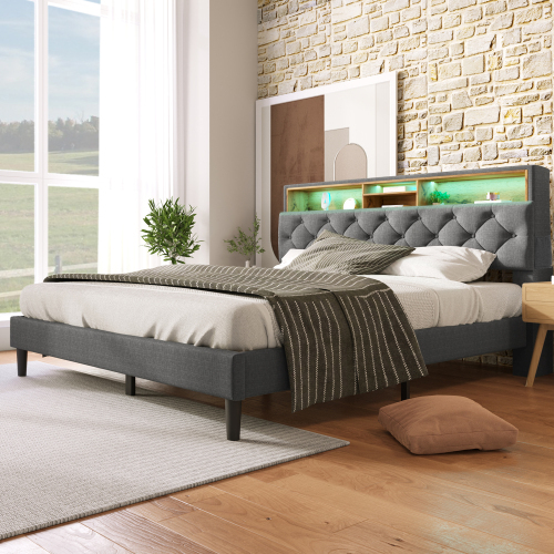 Multifunktionsbett mit Holzlattenrahmen-OKWISH
