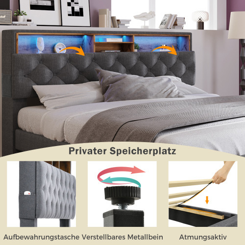 Multifunktionsbett mit Holzlattenrahmen-OKWISH