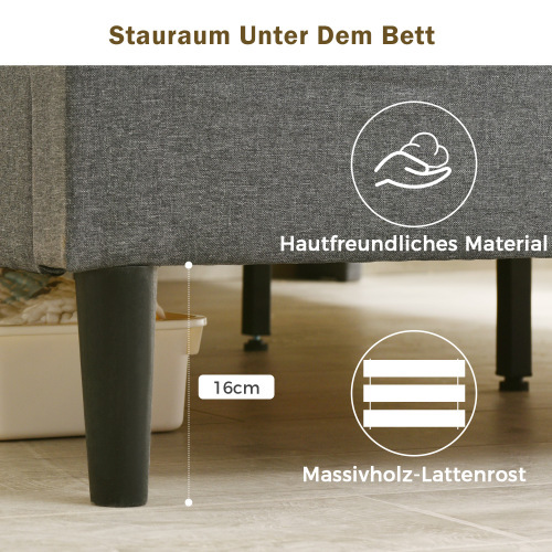 Multifunktionsbett mit Holzlattenrahmen-OKWISH