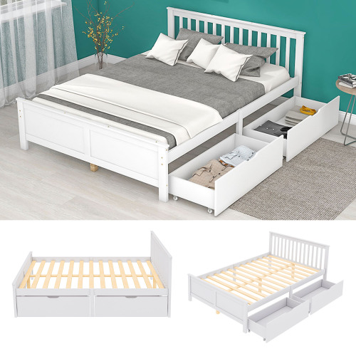 Doppelbett mit Rahmen aus Kiefernholz-OKWISH