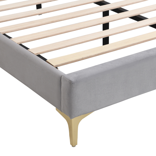 Polsterbett, Bett mit Lattenrost, hohes Kopfteil, gepolstertes Kopfteil, 140 x 200cm