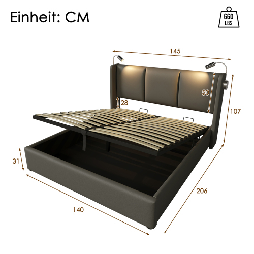 Hydraulisches Doppelbett aus PU-Material-OKWISH