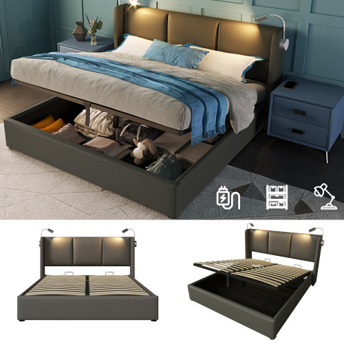 Hydraulisches Doppelbett aus PU-Material-OKWISH