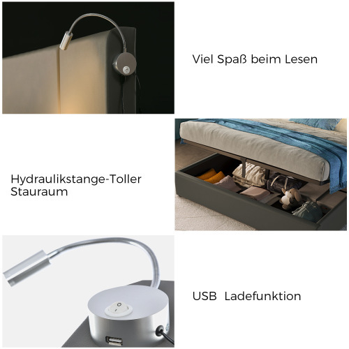 Hydraulisches Doppelbett aus PU-Material-OKWISH
