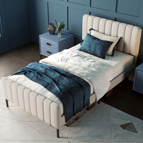 Gepolstertes Doppelbett mit verstellbarem Kopfteil-OKWISH