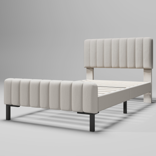 Gepolstertes Doppelbett mit verstellbarem Kopfteil-OKWISH