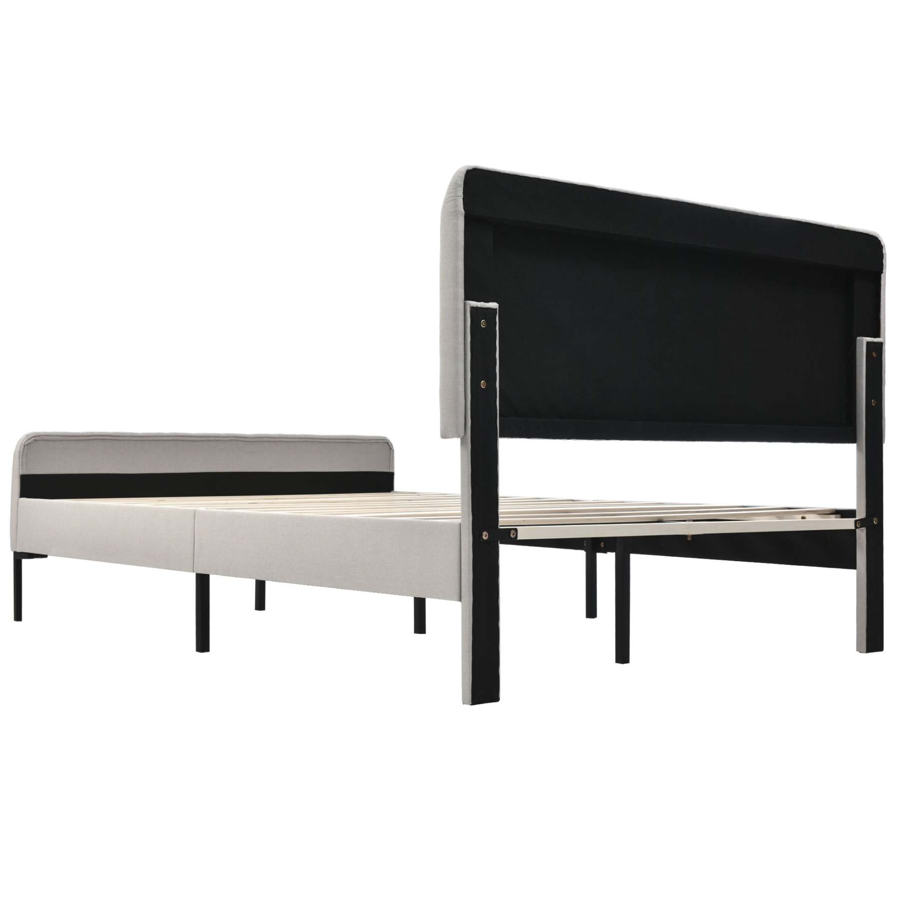 Polsterbett Doppelbett, Bettgestell mit Lattenrost und Verstellbares Kopfteil, Gepolstertes bett in 