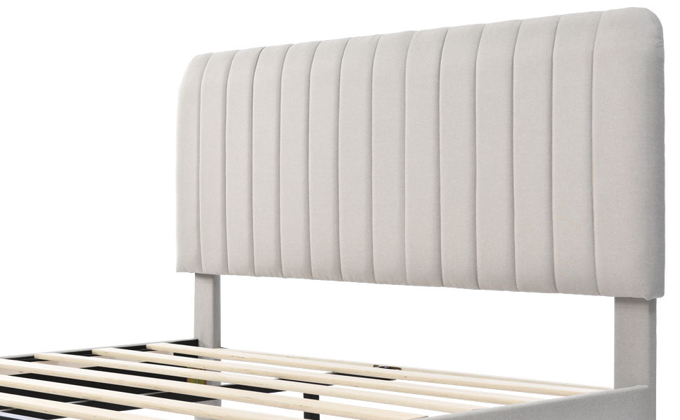 Polsterbett Doppelbett, Bettgestell mit Lattenrost und Verstellbares Kopfteil, Gepolstertes bett in 