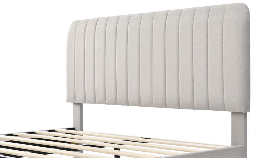 Polsterbett Doppelbett, Bettgestell mit Lattenrost und Verstellbares Kopfteil, Gepolstertes bett in 