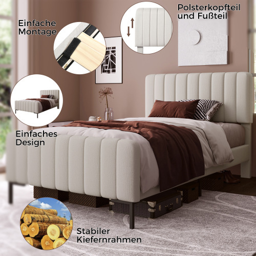 Gepolstertes Doppelbett mit verstellbarem Kopfteil-OKWISH