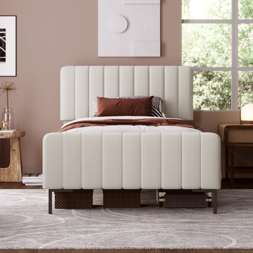 Gepolstertes Doppelbett mit verstellbarem Kopfteil-OKWISH