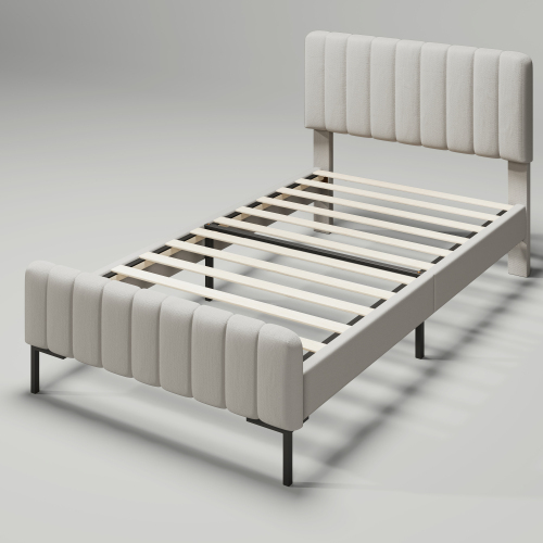 Gepolstertes Doppelbett mit verstellbarem Kopfteil-OKWISH