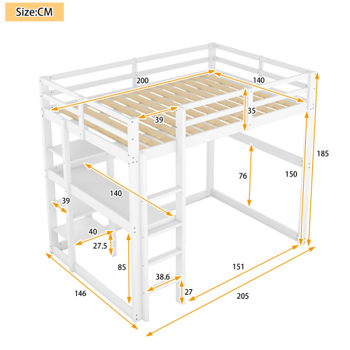 Hochbettgestell mit Stauraum-OKWISH