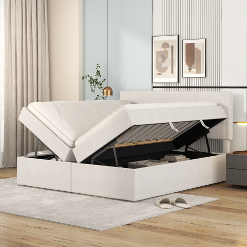 Lattenrost-Doppelbett mit Metallrahmen-OKWISH