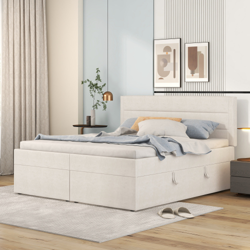 Lattenrost-Doppelbett mit Metallrahmen-OKWISH