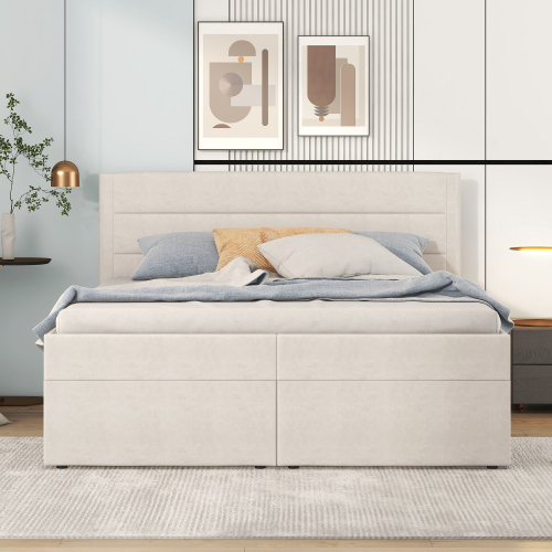 Lattenrost-Doppelbett mit Metallrahmen-OKWISH