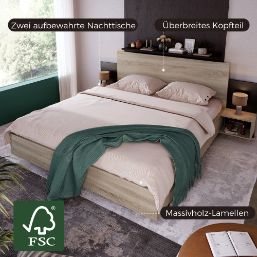 Modernes Doppelbett aus Holz-OKWISH