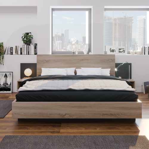 Modernes Doppelbett aus Holz-OKWISH