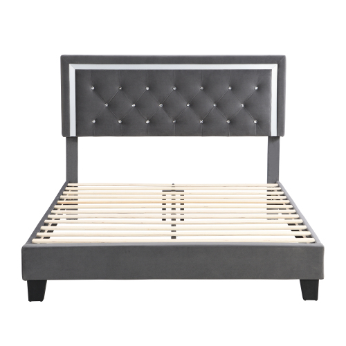 Holzlatten tragen das gepolsterte Bett-OKWISH