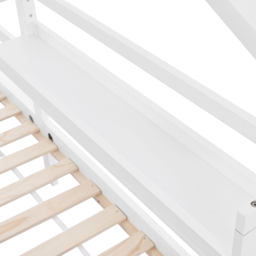 Hausbett Kinderbett mit Ablageregal Kaminform